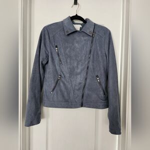 EUC Lush Women's Blue-Gray Faux Suede Jacket Medium